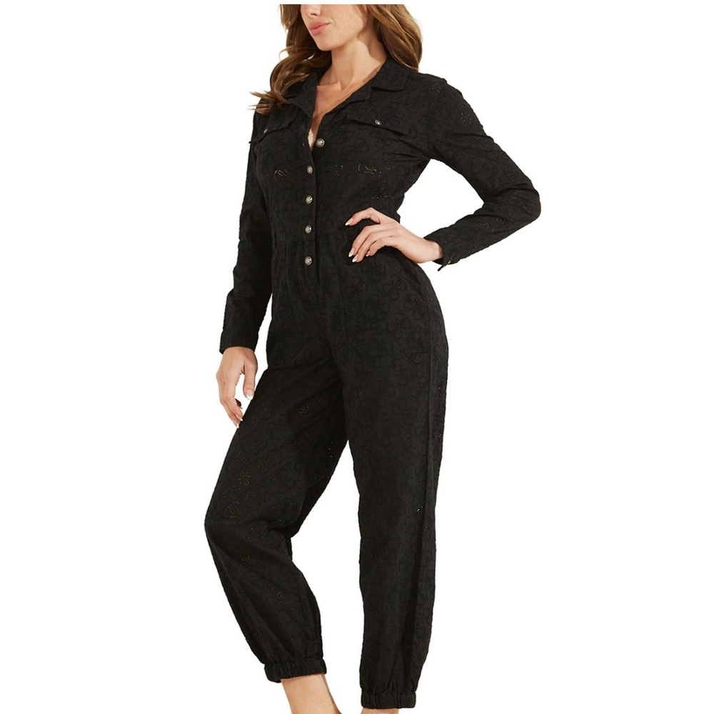 Beautiful and Sexy Black Eyelet jumpsuit from Guess- Brand New - beautiful